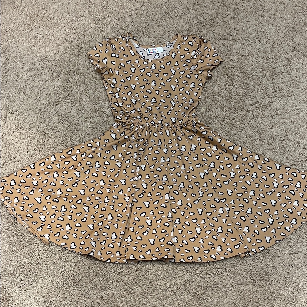Dot dot smile Tan heart Print Kids Dress